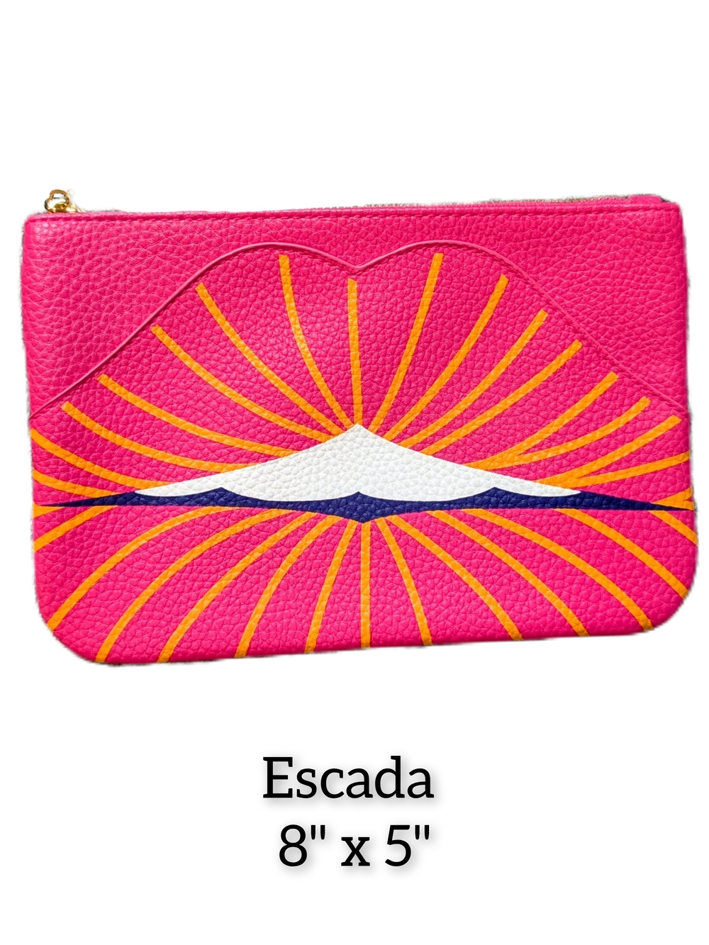 Escada Pink Leather Graphic Zip Pouch NWOT